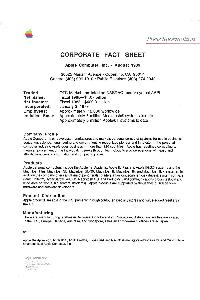 Apple Computer Inc. (Apple) - Corporate Fact Sheet