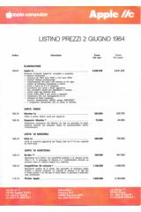 Apple Computer Inc. (Apple) - Apple //c Listino prezzi 1984-06-02